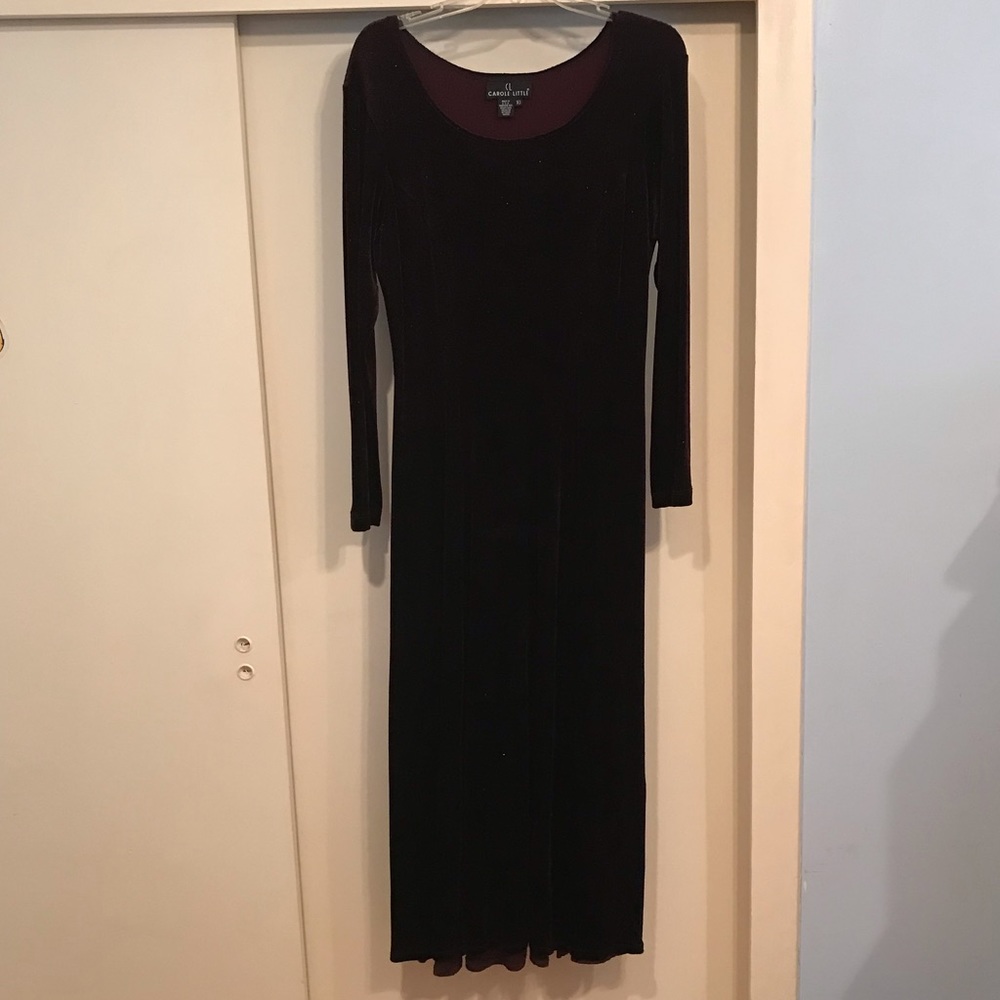 Vintage Carole Little burgundy stretch velvet